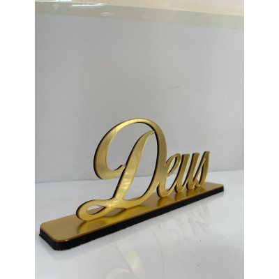 Placa Palavra Deus Acrílico Espelhado 