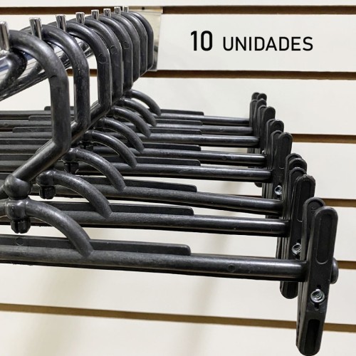 Kit  C/ 50 Cabides C/ Presilhas de Plástico Preto 