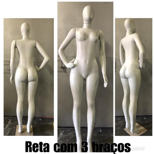 Manequim Feminino com 3 braços branco 